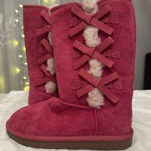 Koolaburra by UGG Boots Girls Sz 4 Womens 7 Hot Pink Victoria Tall Suede Bows